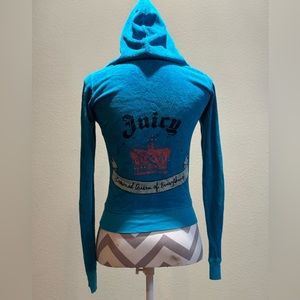 RARE Turquoise Juicy Couture Terrycloth Zip-Up Sweatshirt, Size P